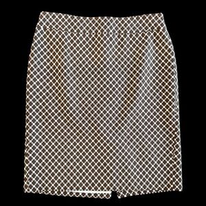 Ann Taylor Brown White Checkered pencil Skirt cotton office siren sz 6 992‎
